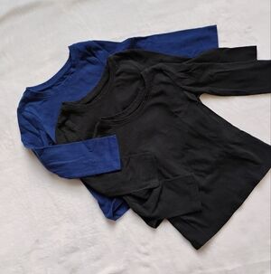 Lot Of 3 Long Sleeve Essential Tees | Navy Black | 2T